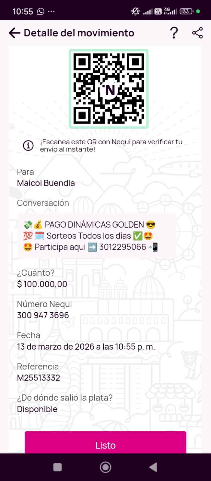 Pago realizado a ganador